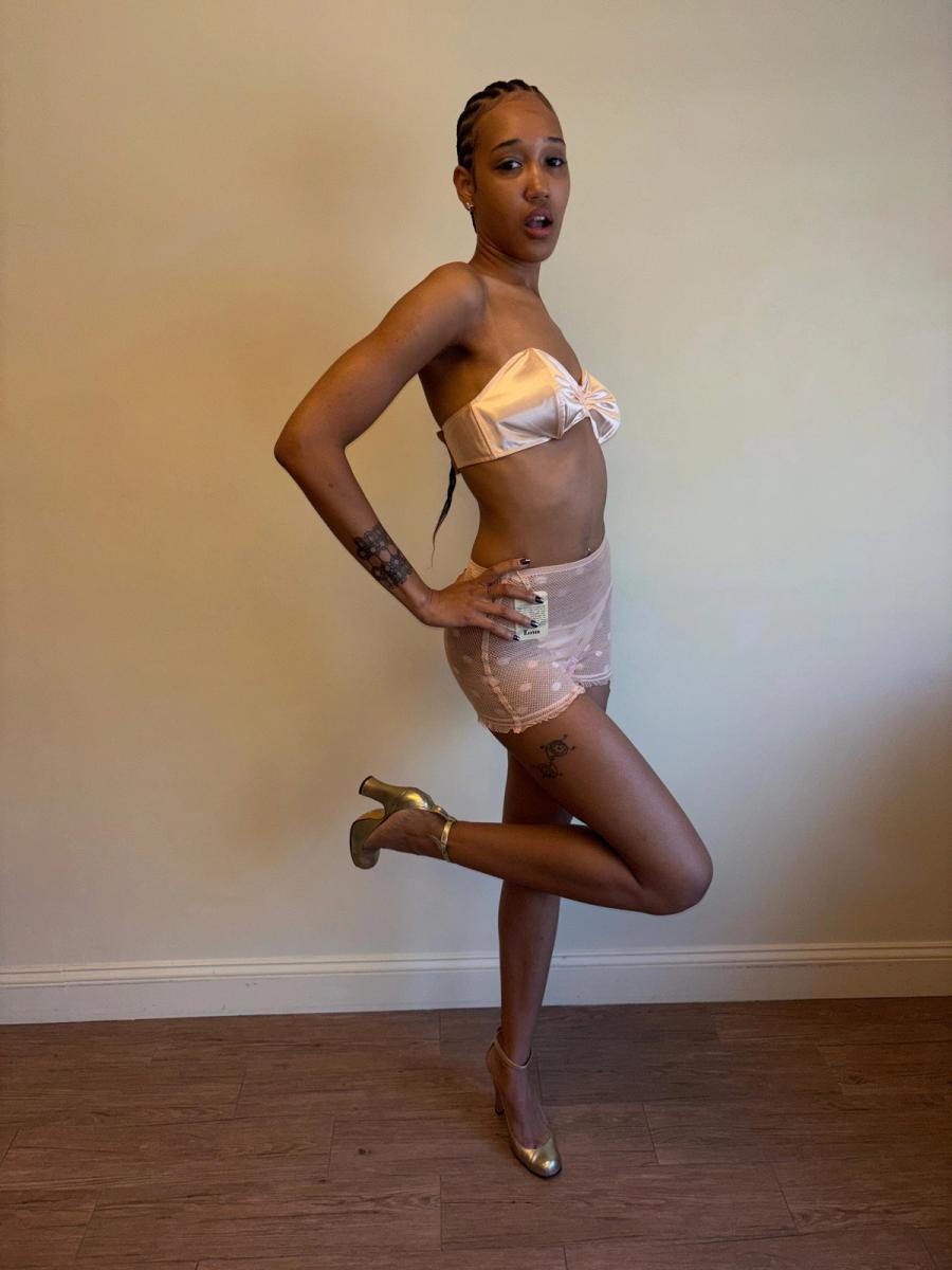40s French Pink Satin Bra product image