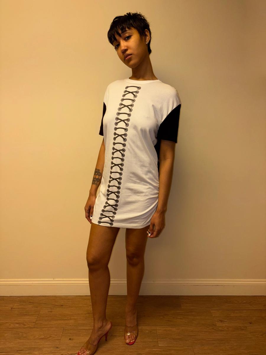 80s Claude Montana Trompe L'oeil Lace Up Tunic product image