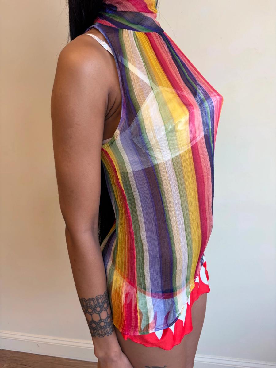 1930s Rainbow Chiffon Crepe Top product image