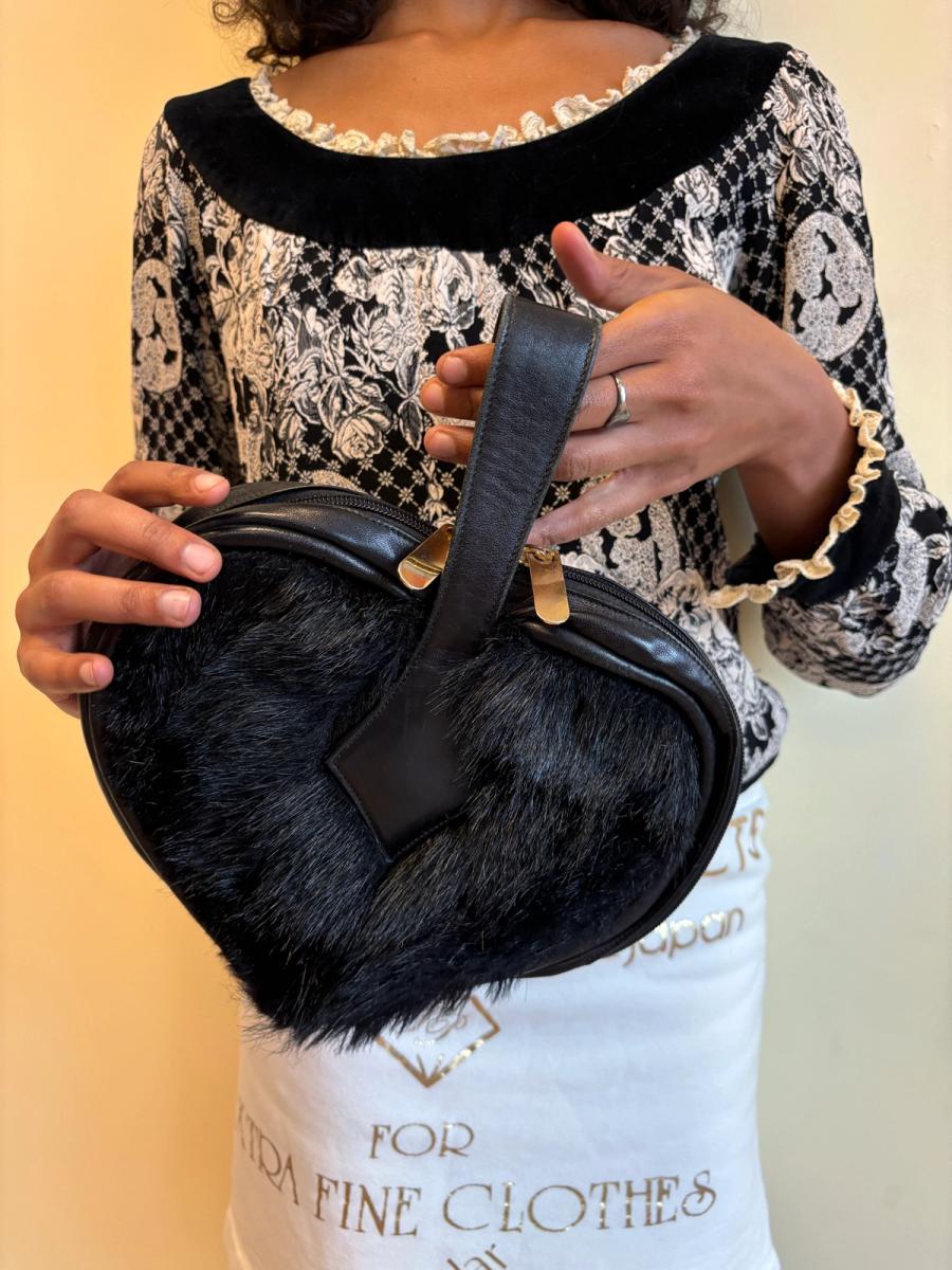 1993 Vivienne Westwood Black Heart Fur Mini Bag product image