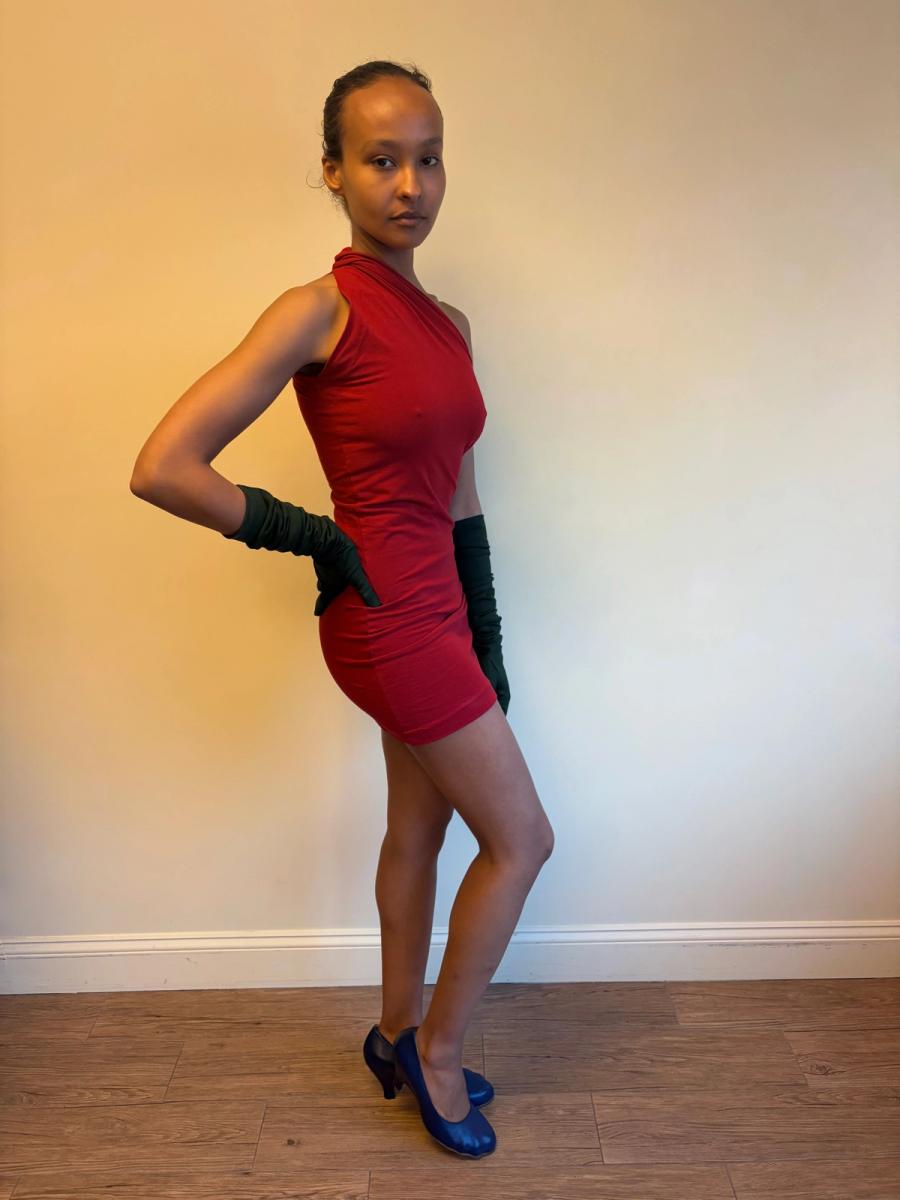 90s Romeo Gigli Red Asymmetrical Dress product image