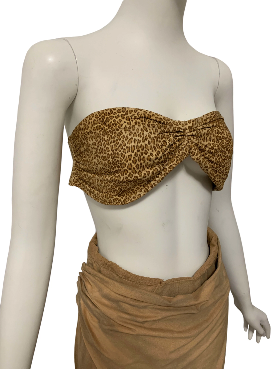 80s Norma Kamali OMO Leopard Suede Bandeau product image