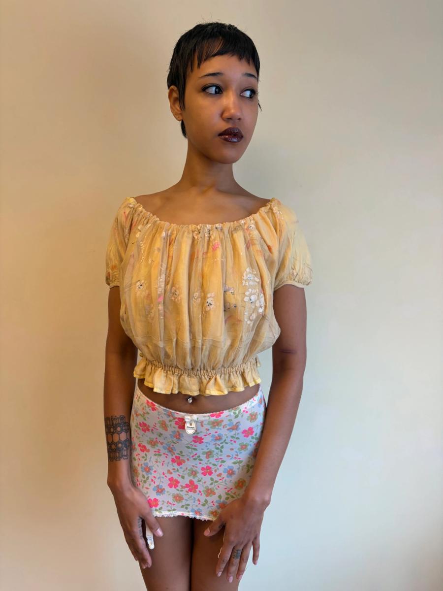 Vintage French Handpainted Silk Top  product image