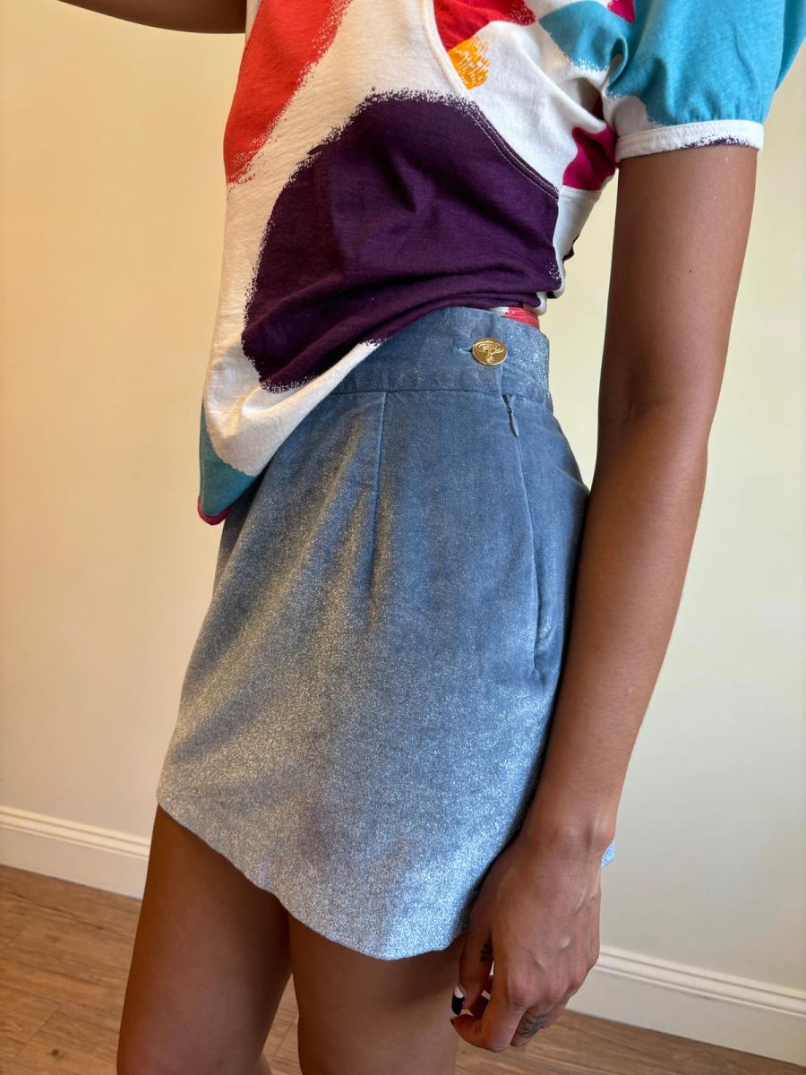 90s Vivienne Westwood Sparkly Velvet Mini Skirt product image