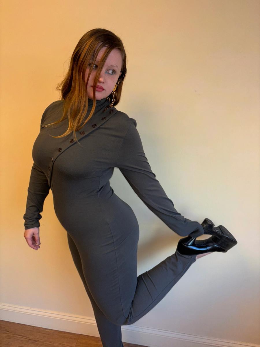 90s Norma Kamali Button Catsuit product image