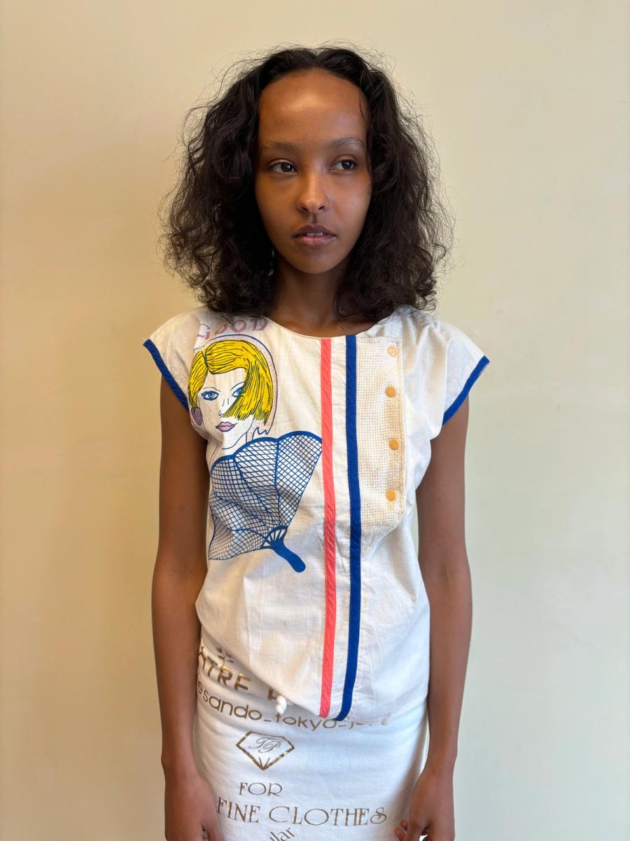 1980s French Illustrated Woman Shirt 