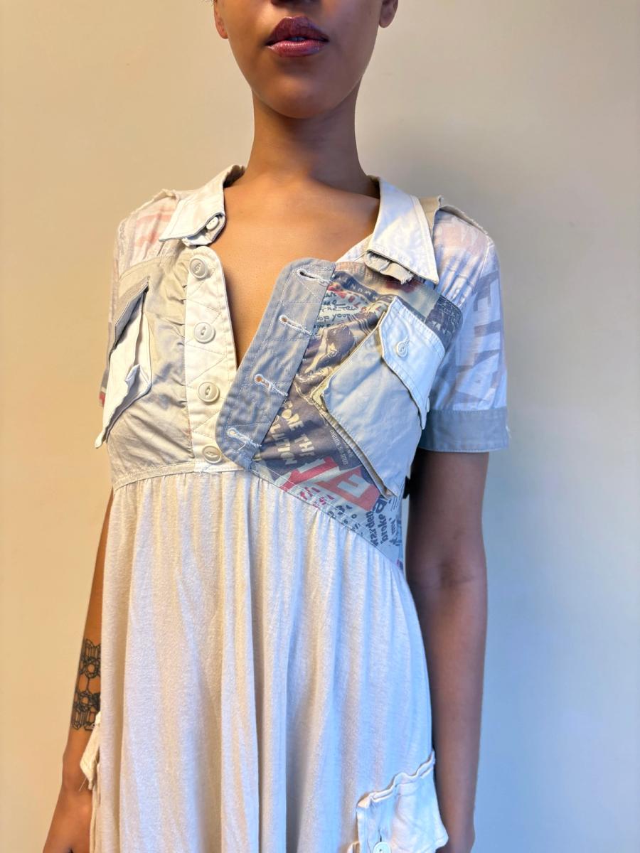 Nozomi Ishiguro Newsprint Dress with Hip Pockets product image
