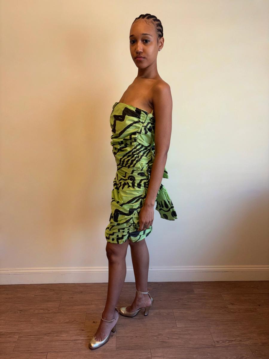 80s Angelo Tarlazzi Abstract Dress with Raffia product image