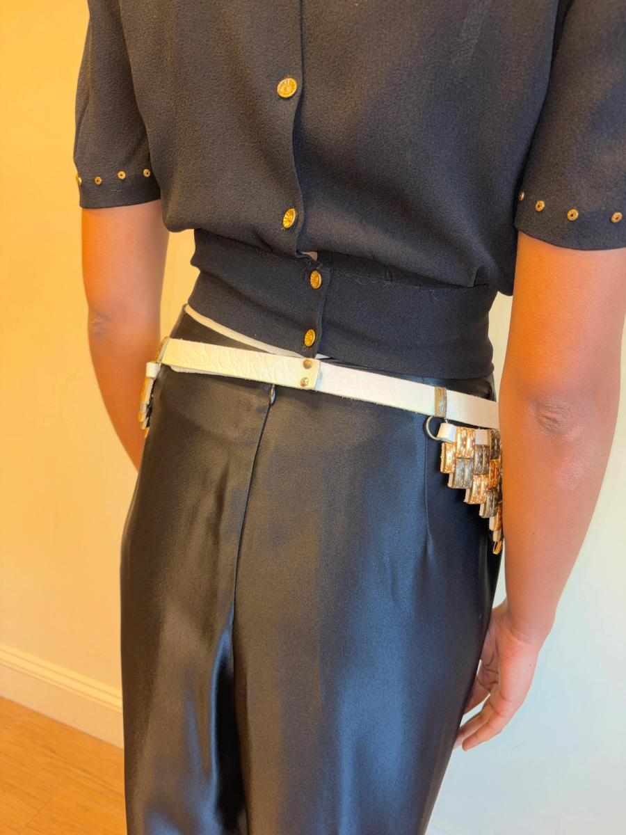 1980s French Studded Geometric Belt  product image
