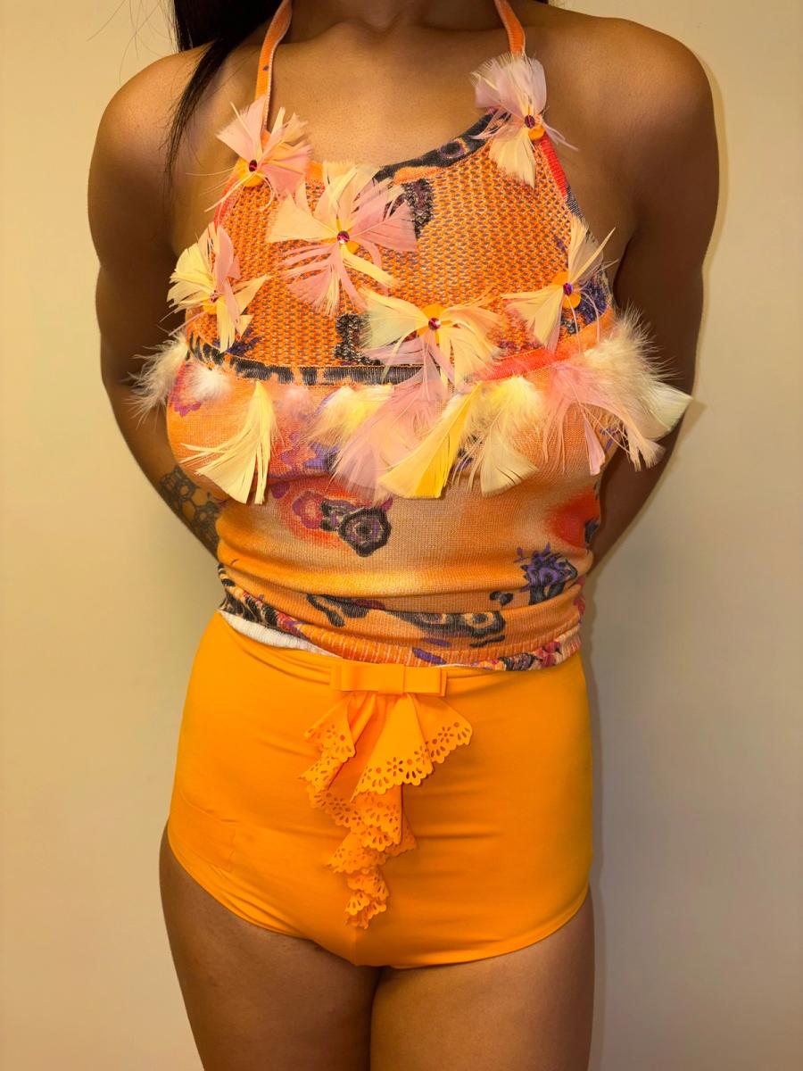 Chantal Thomass Yellow Ruffle Bow Swim Bottoms product image