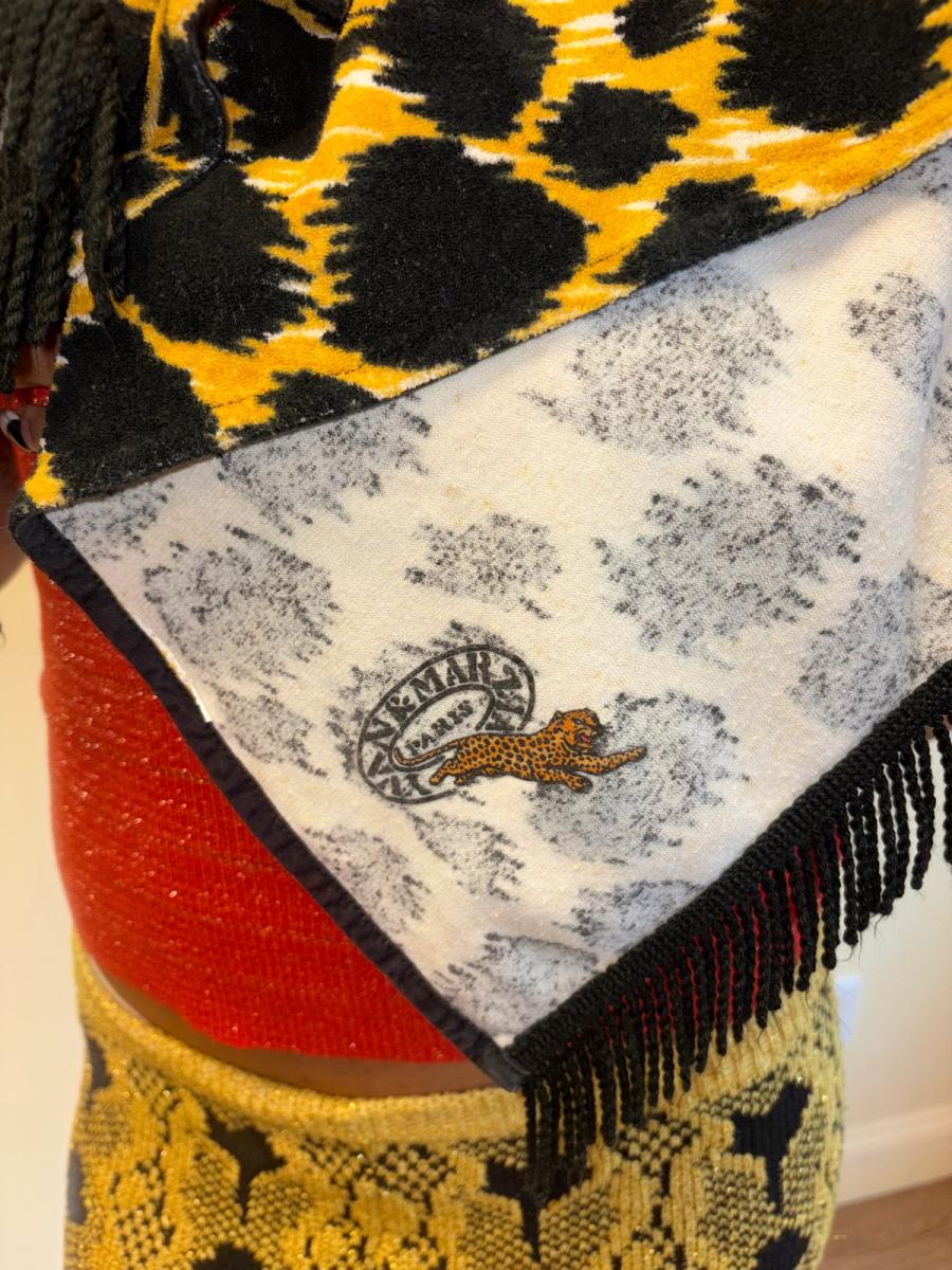 80s Yvan & Marzia Terrycloth Leopard Print Scarf product image