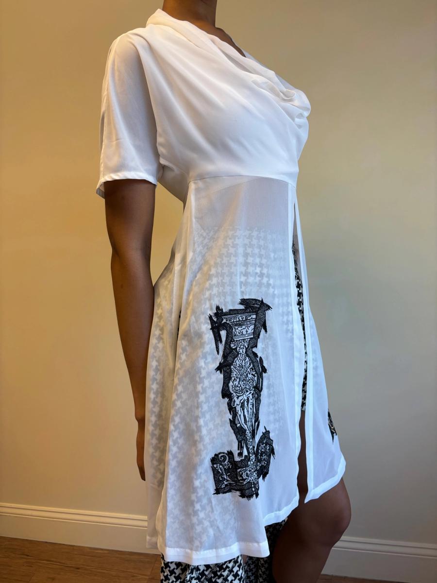 90s Kansai Yamamoto Greco-Roman Embroidered Paneled Dress product image