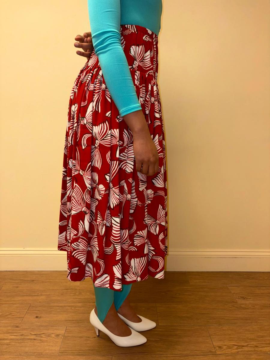 80s Norma Kamali Red Bow Skirt product image