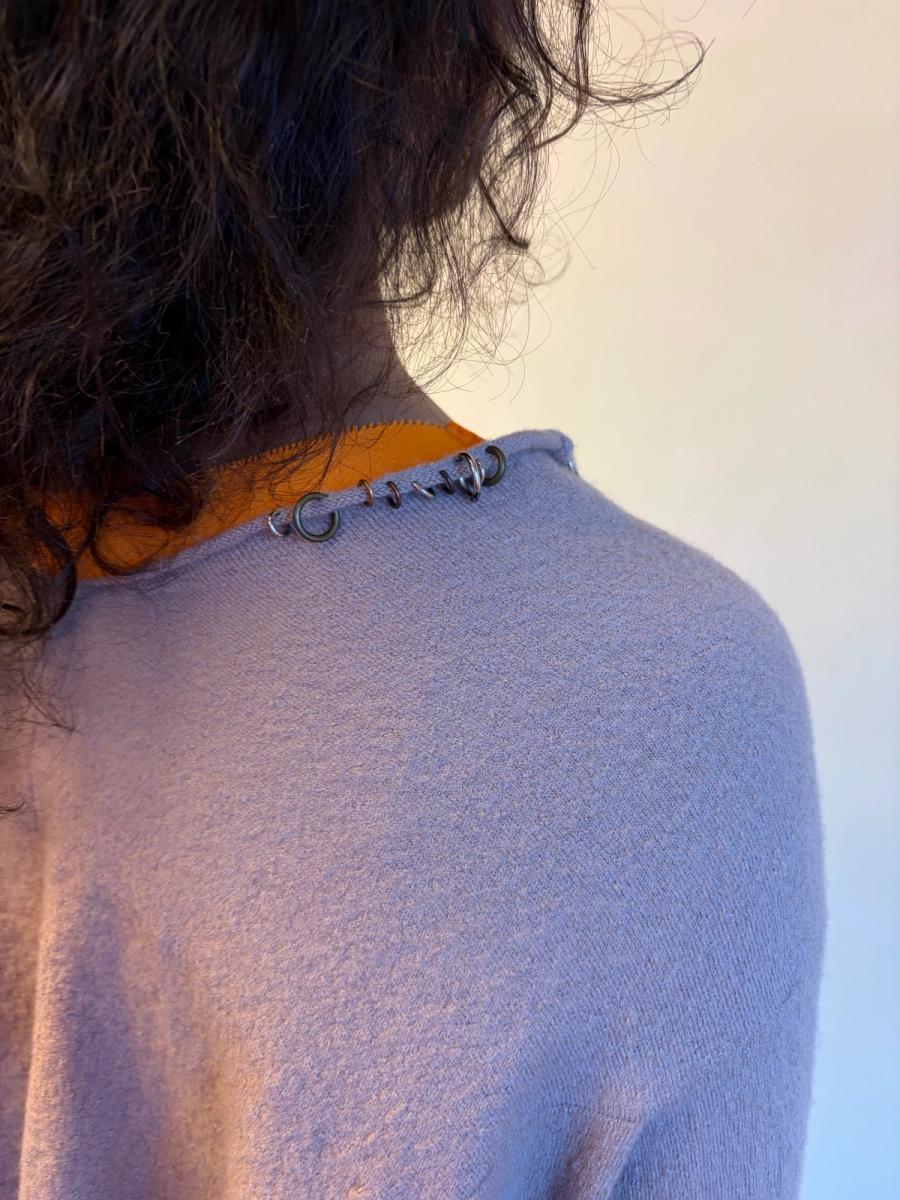 Sunao Kuwahara Pierced Mauve Felted Cardigan  product image