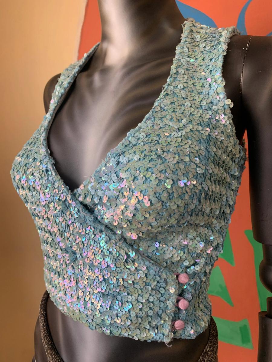 70s Biba Gelatin Sequin Gillet product image