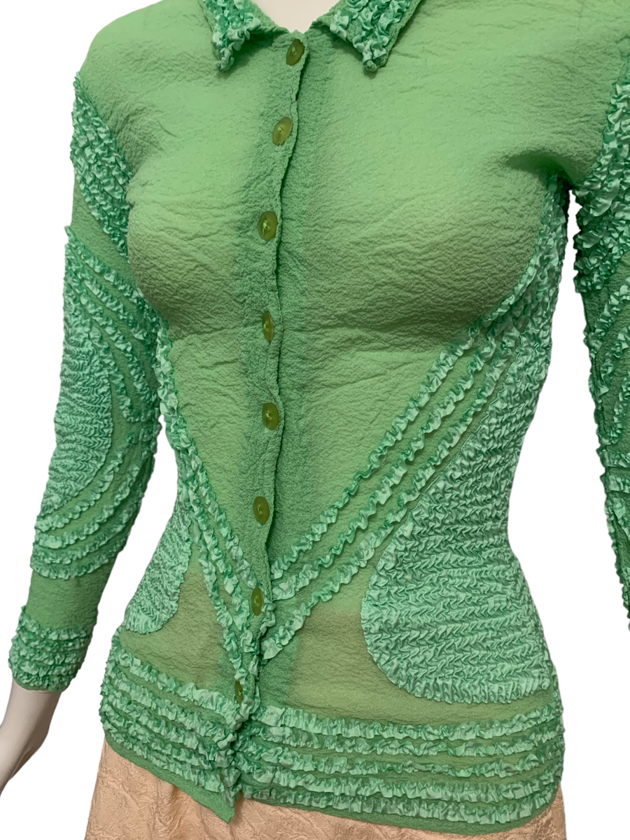 Yoshiki Hishinuma Green Pleated Top product image