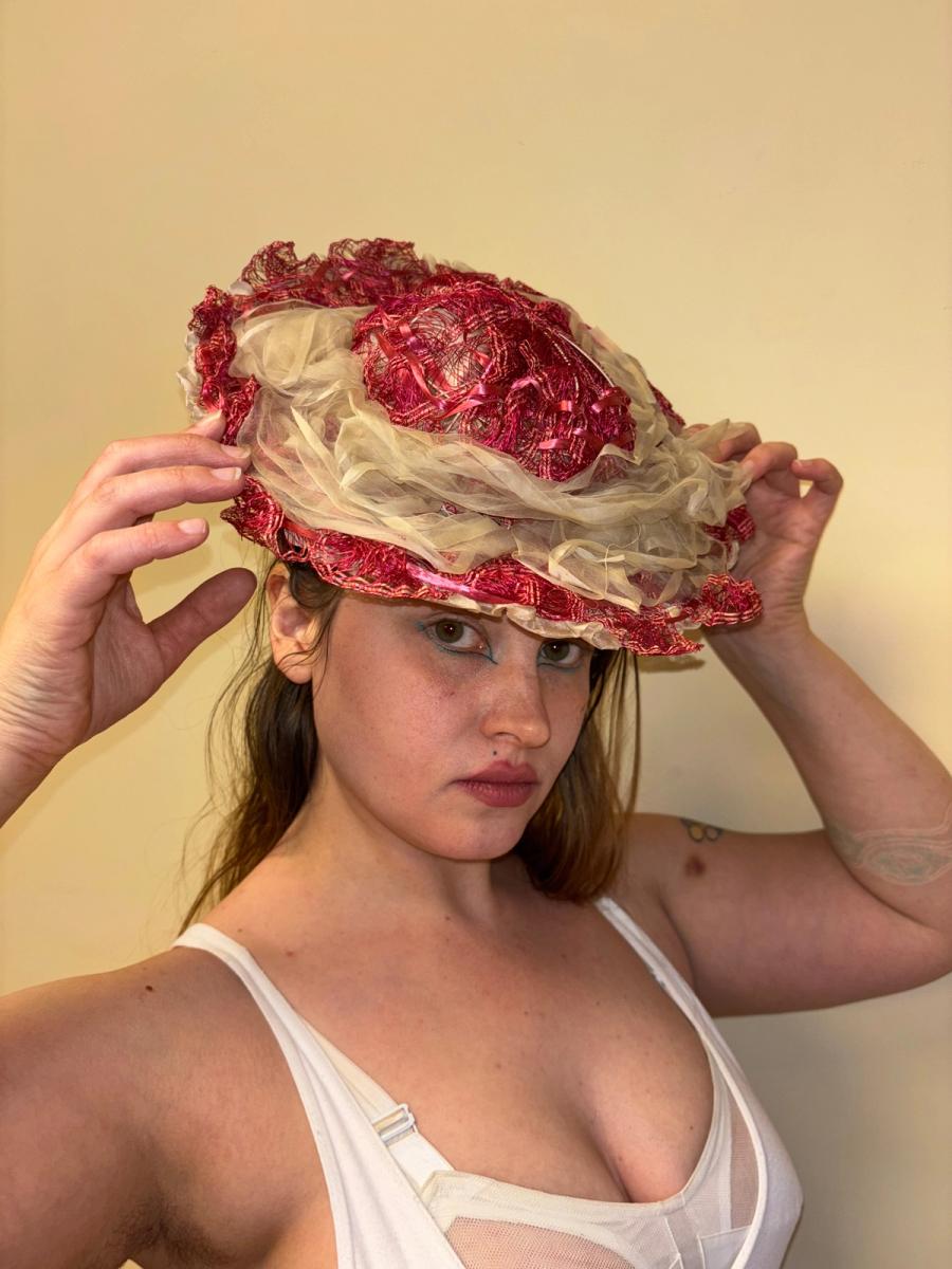 1860s Bright Pink Woven Hat product image