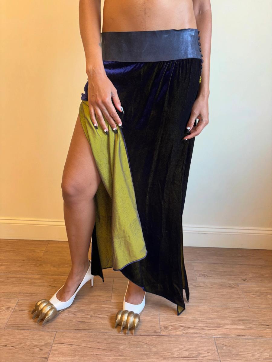 90s Krizia Changeable Velvet & Leather Skirt product image