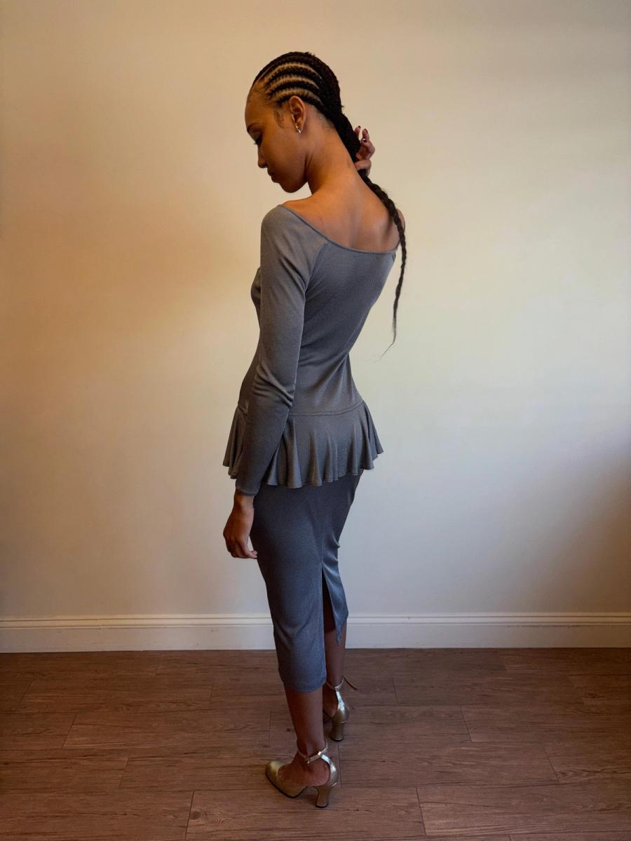 Vintage Chantal Thomass Pewter Drop Waist Ruffle Dress  product image