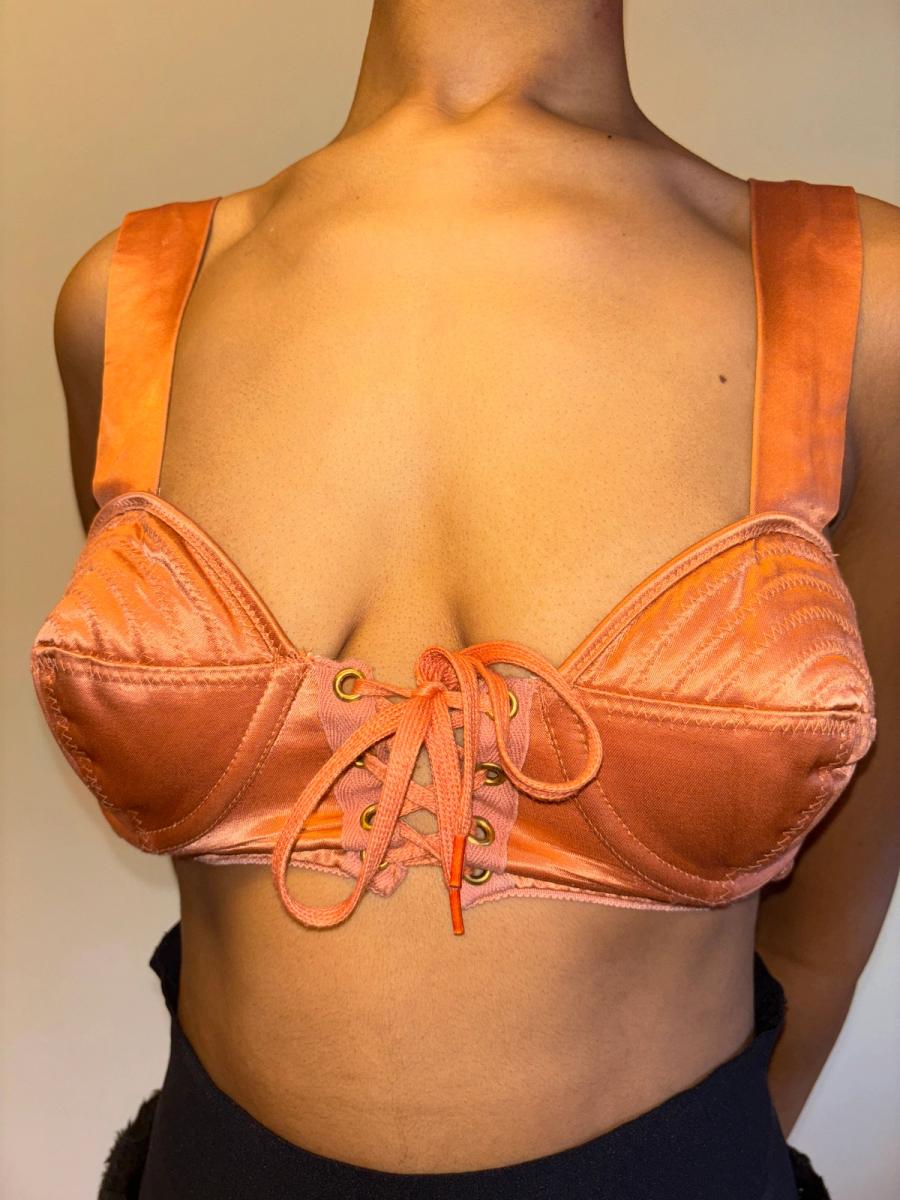 1980s Gaultier Junior Peach Satin Bullet Bra Top product image