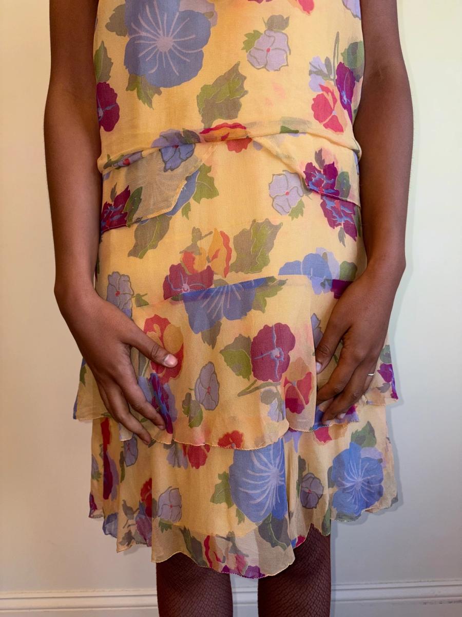 French Late 1920s- 1930s Floral Chiffon Dress  product image