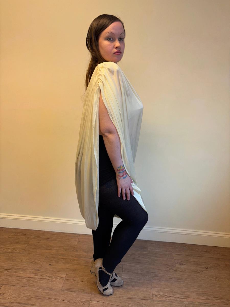 80s Norma Kamali Draped One Shoulder Dress product image