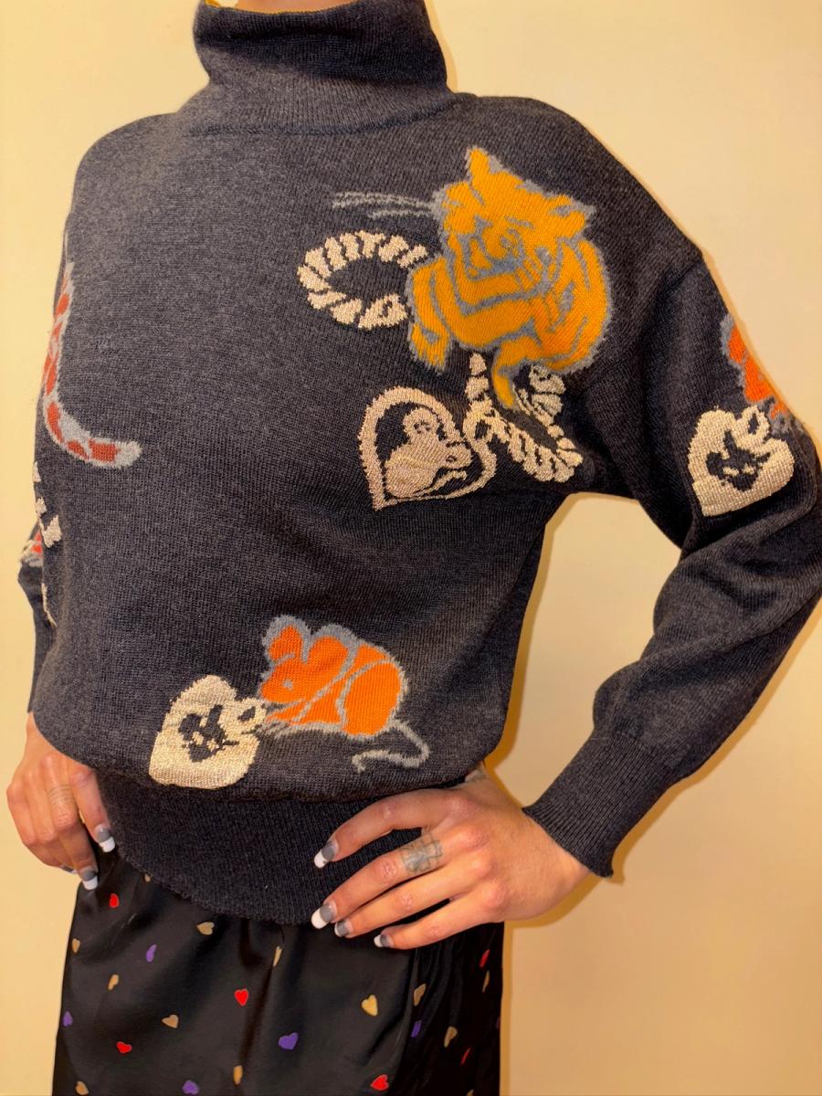 80s Escada Cat and Mouse Sweater product image