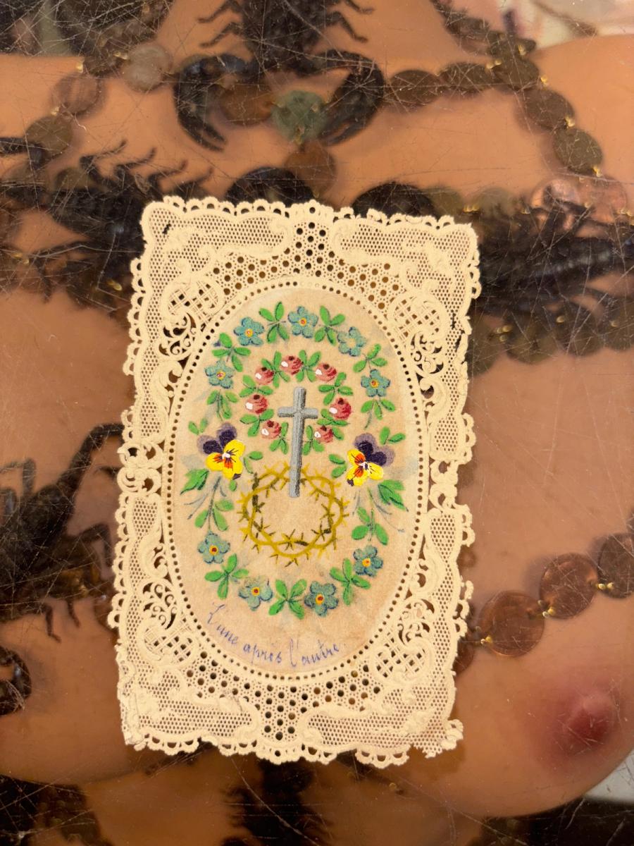 Antique French Lace Paper Religious Card product image