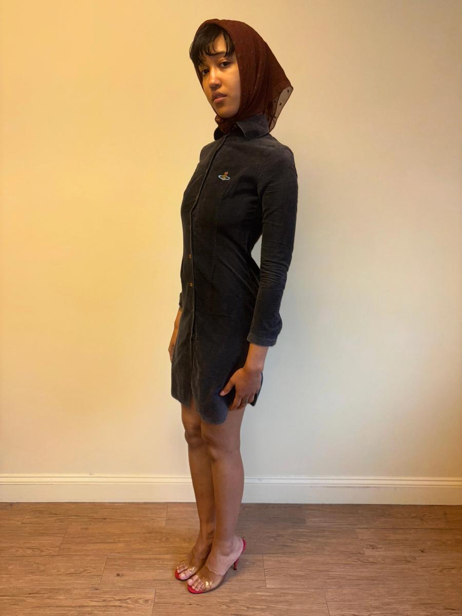 90s Vivienne Westwood Black Corduroy Orb Dress product image