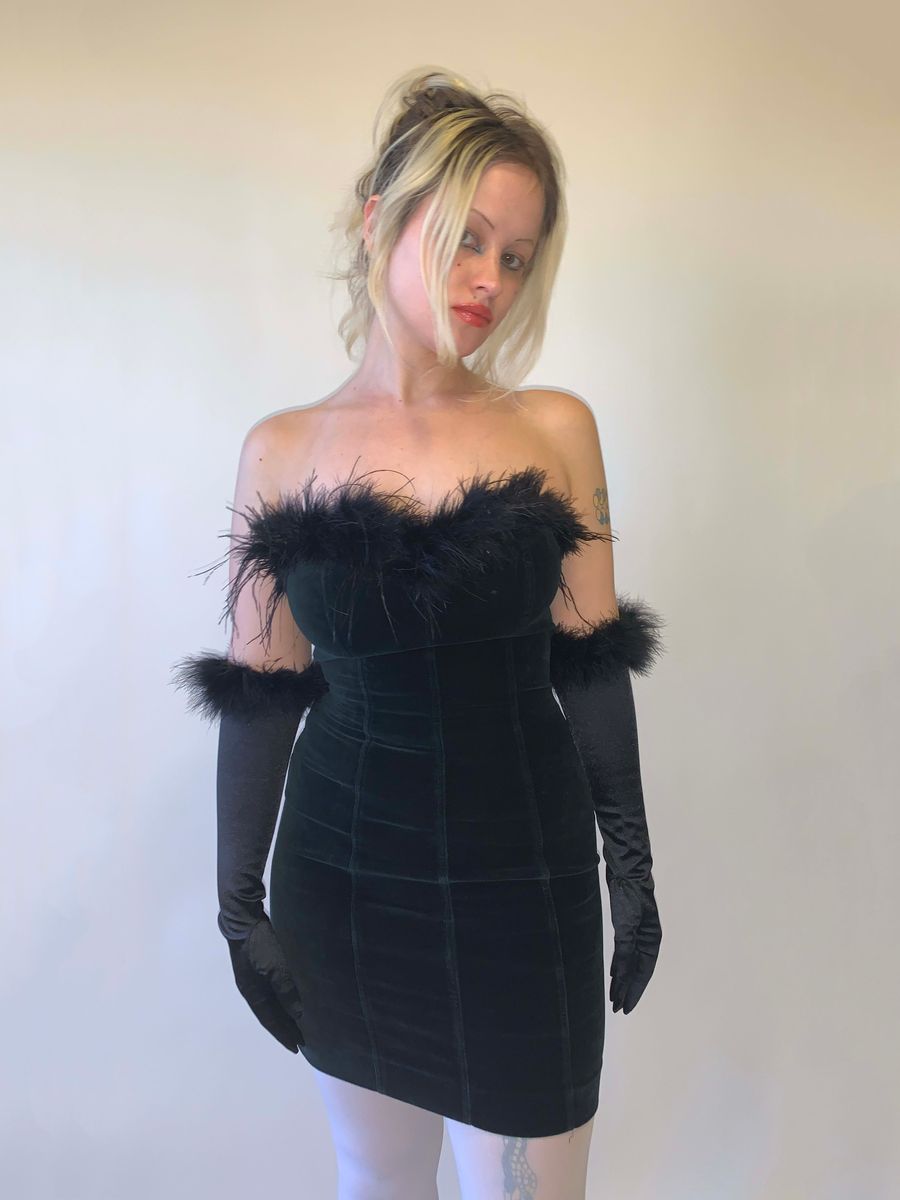 Chantal Thomass Velvet Cocktail Gown with Gloves Set product image