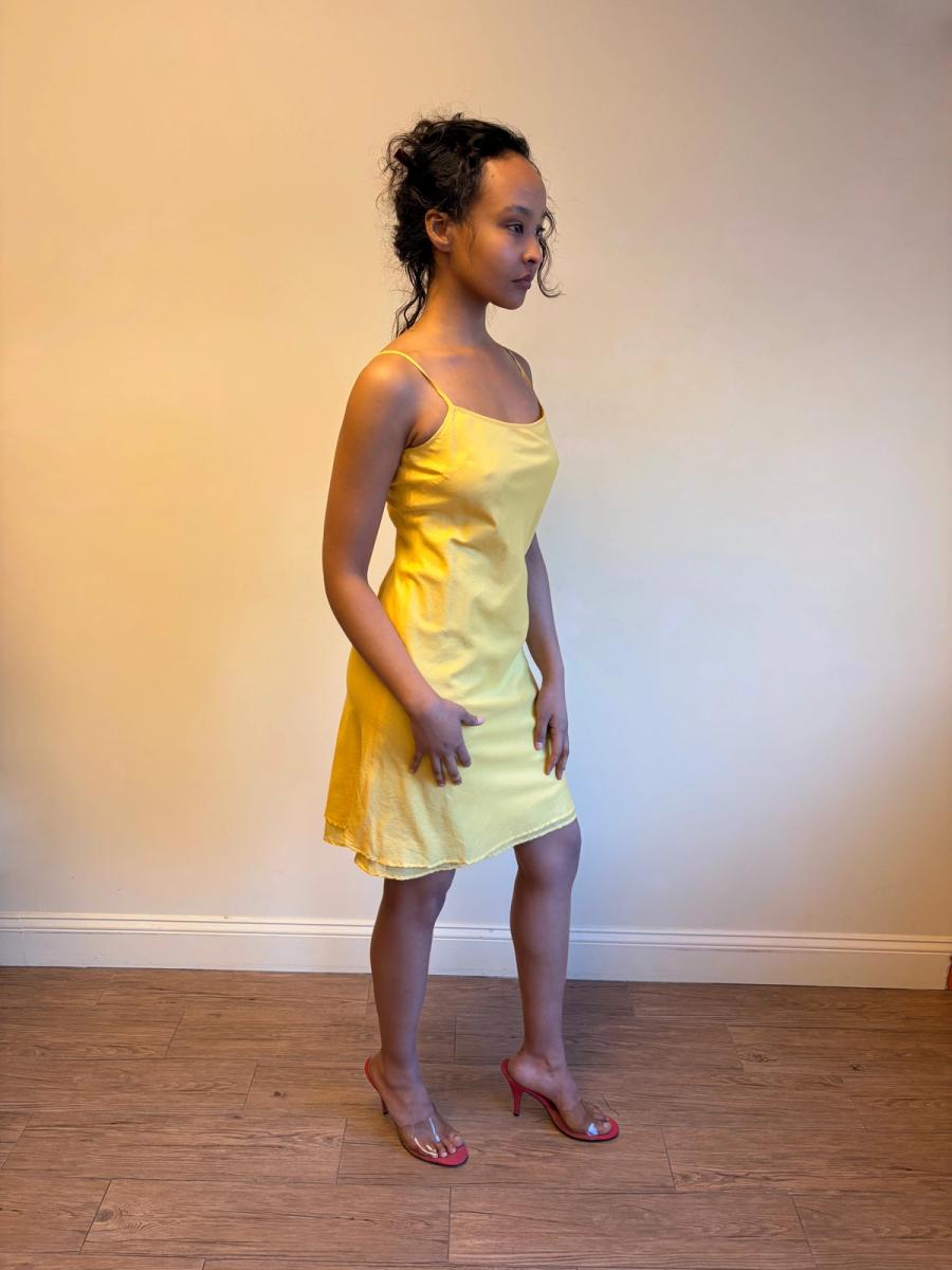 Vintage Norma Kamali Yellow Voile Bias Slip product image