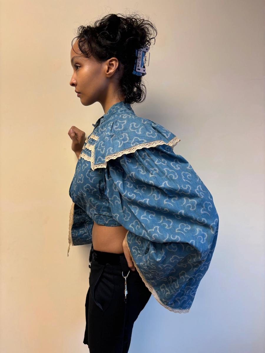 1860s Rare Bell Sleeve French Calico Bodice product image