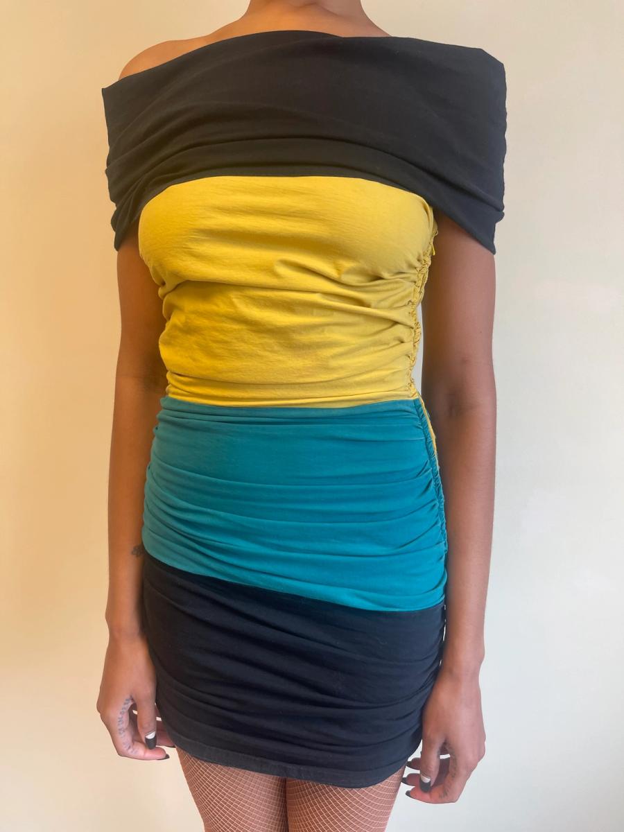 80s Victorio & Lucchino Tri-Color Dress product image