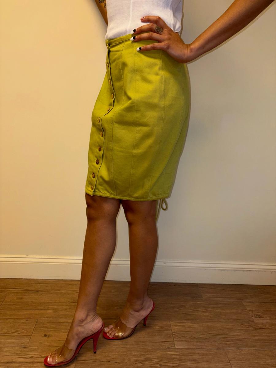 80s Junior Gaultier Green Lace Up Skirt product image