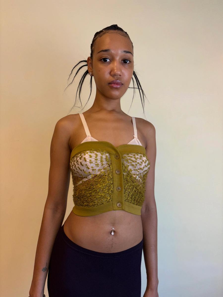 1991 Romeo Gigli Draped Netting Tube Top