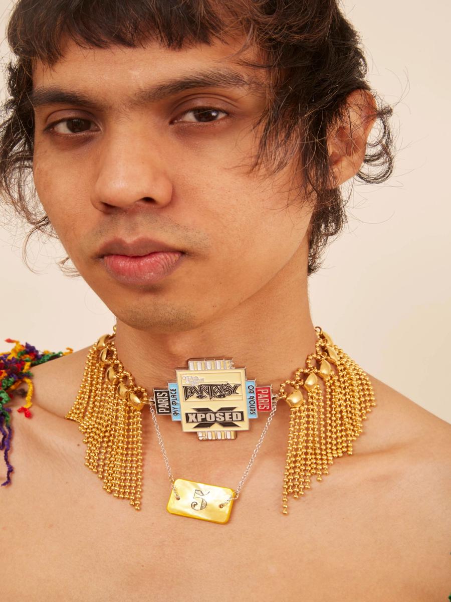 XPOSED Charm Fringe Choker Necklace and Dangling Casino Chip product image