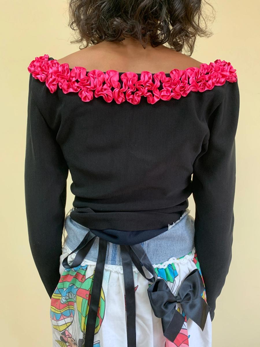 80s Chantal Thomass Pink Ruffle Top product image