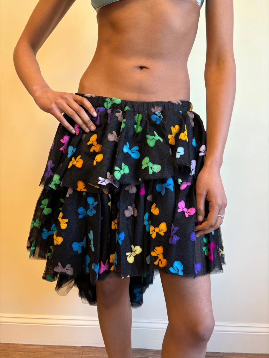 80s Yvan & Marzia Flocked Bow Skirt product image