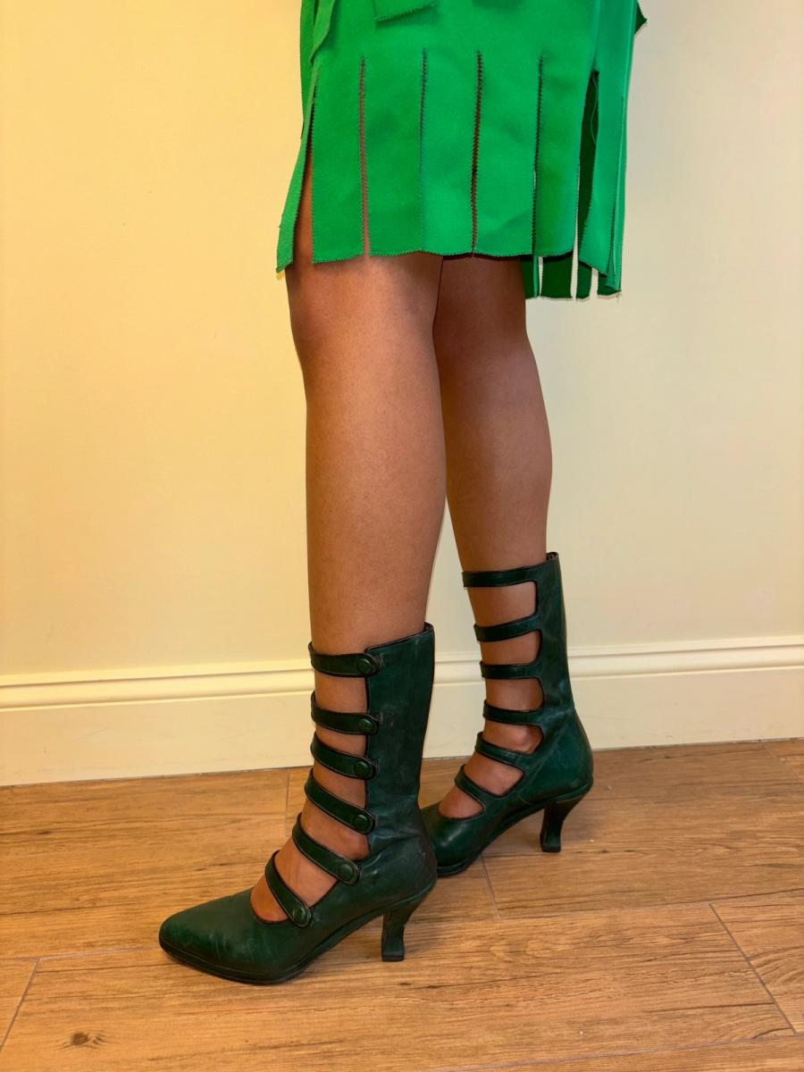 90s Chantal Thomass Green Leather Cutout Heels product image