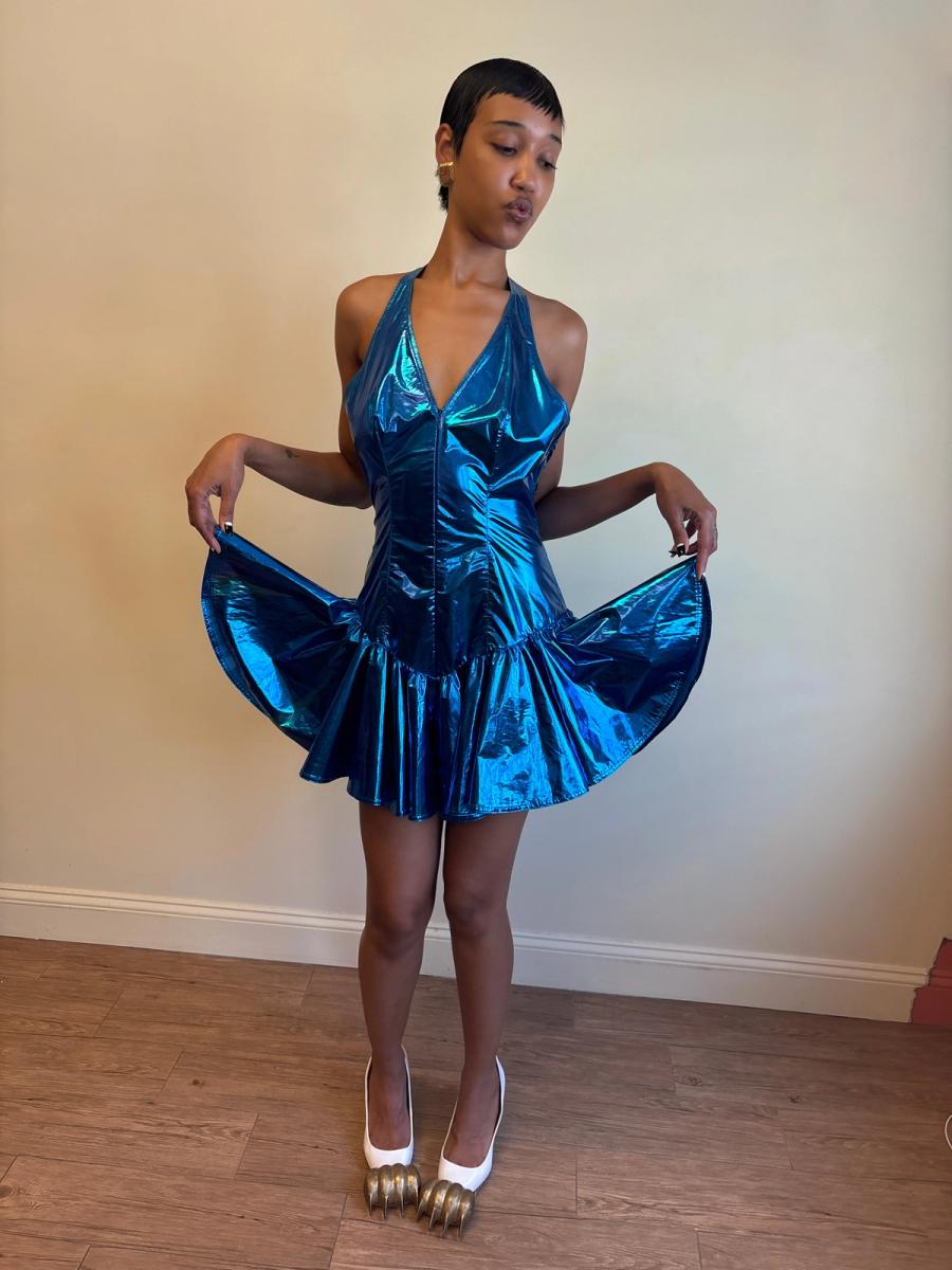 80s Yvan & Marzia Electric Blue Dress product image