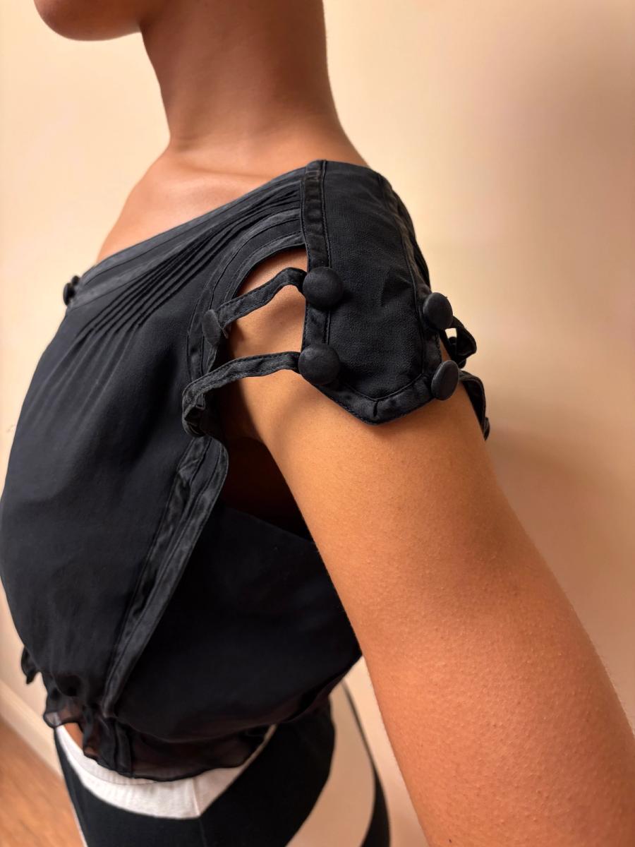 Norma Kamali OMO Fall 1993 Edwardian- Inspired Silk Top product image