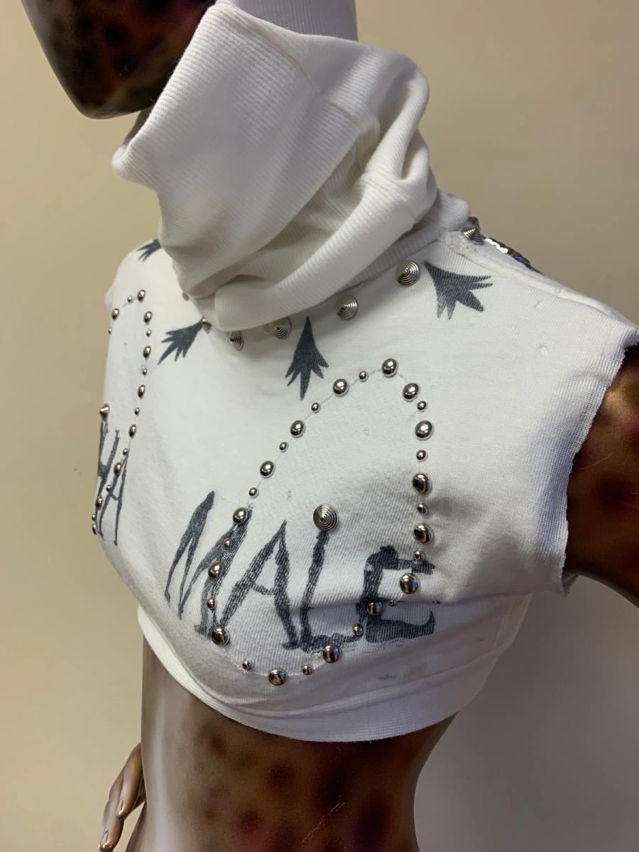 Alpha Male Studded Cowl Neck Sweatshirt Top product image