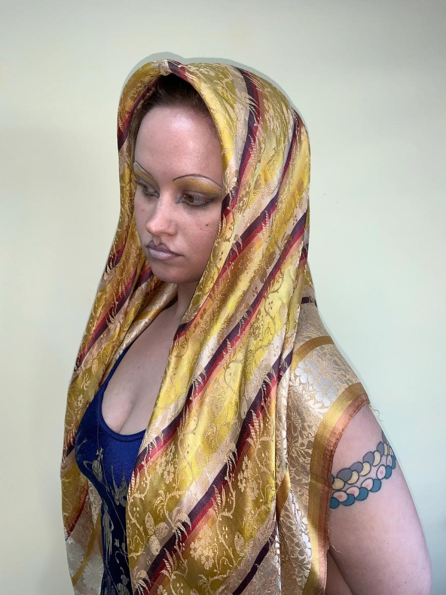 Antique French Jacquard Silk Shawl product image