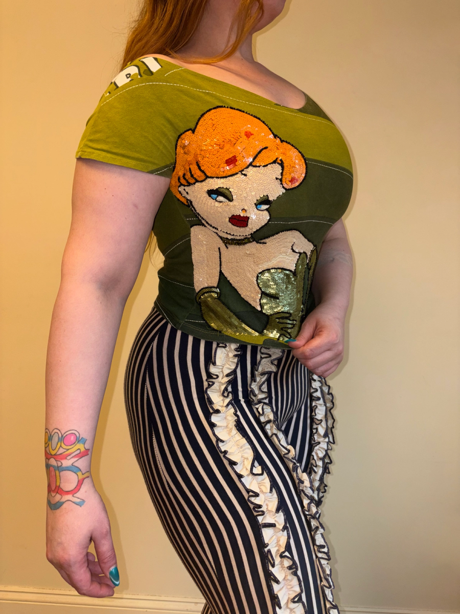 Vintage Sequin Redhead Pinup Girl T-shirt product image