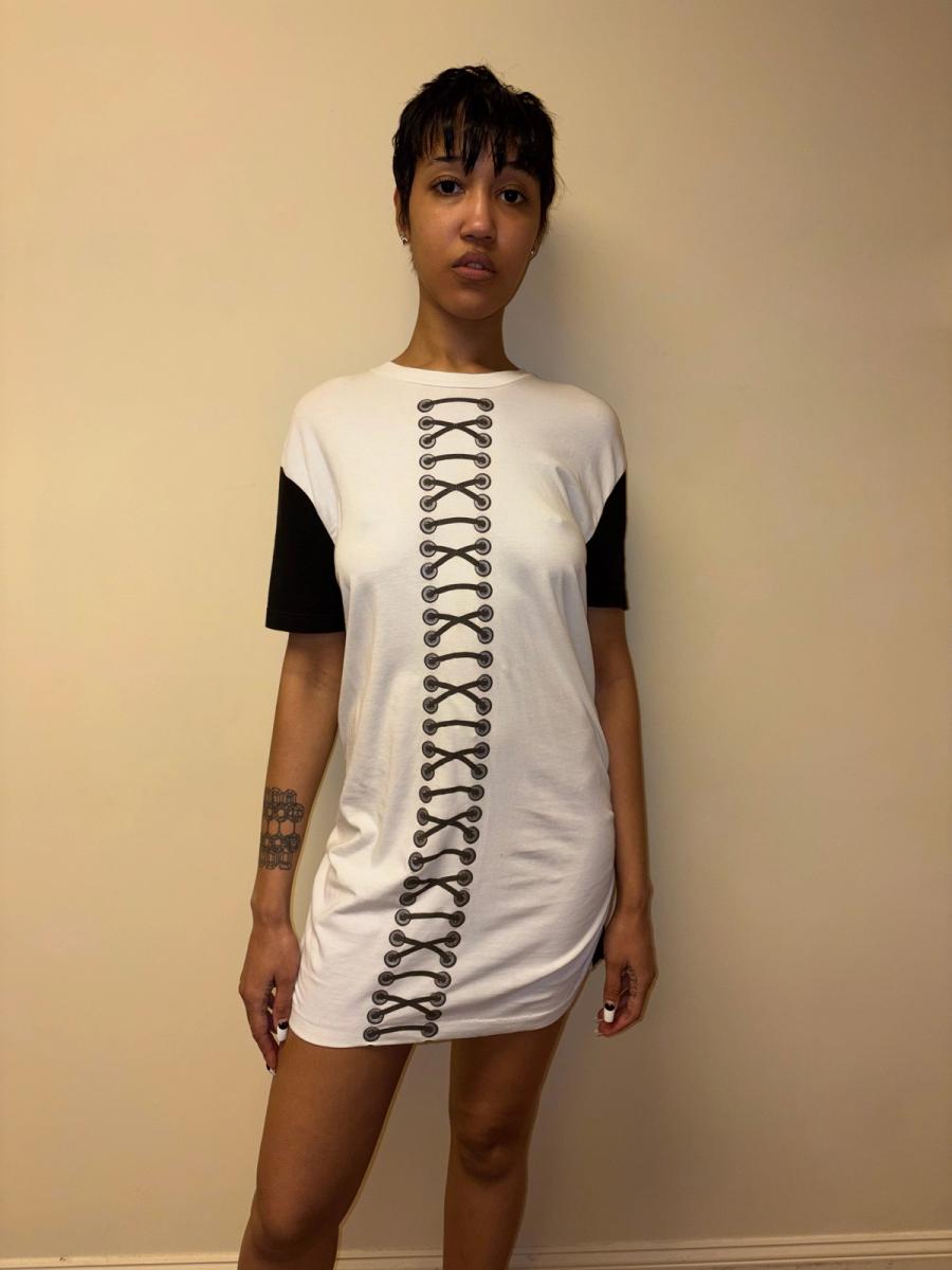 80s Claude Montana Trompe L'oeil Lace Up Tunic product image