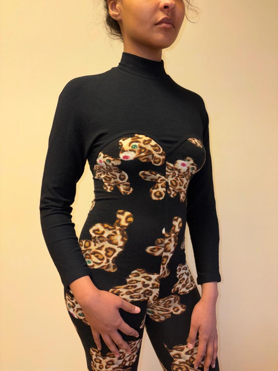 80s Yvan & Marzia Stuffed Leopard Print Bodysuit product image