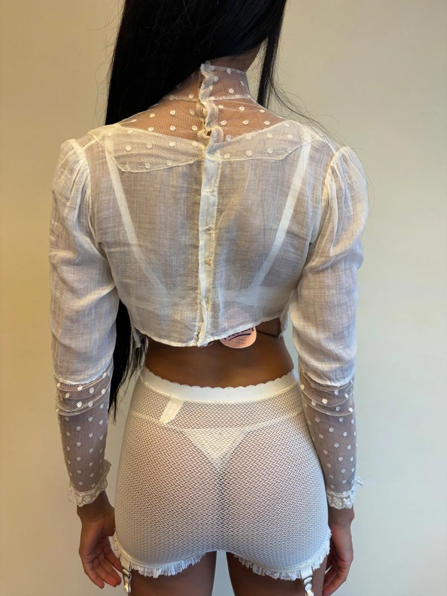 Edwardian White Lace Dot Blouse product image