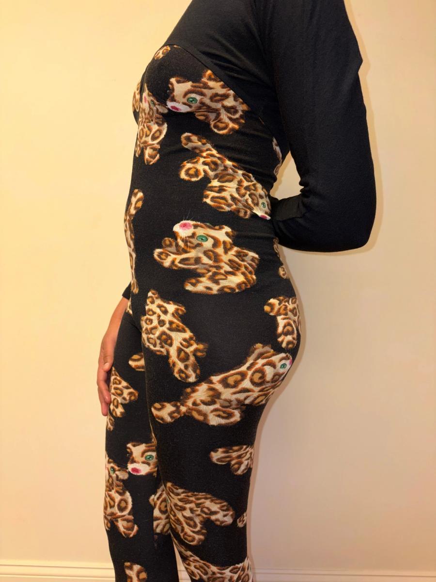 80s Yvan & Marzia Stuffed Leopard Print Bodysuit product image