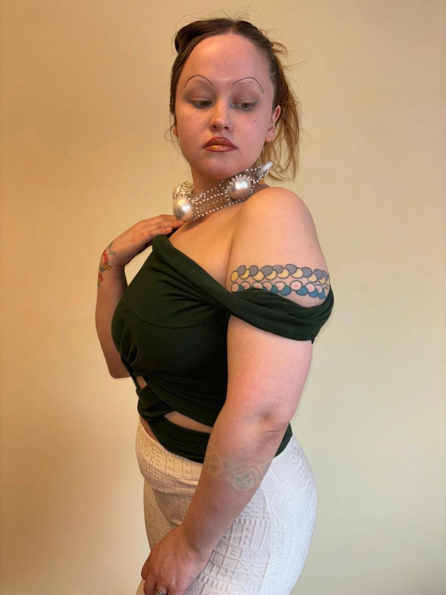 90s Romeo Gigli Green Criss Cross Top product image