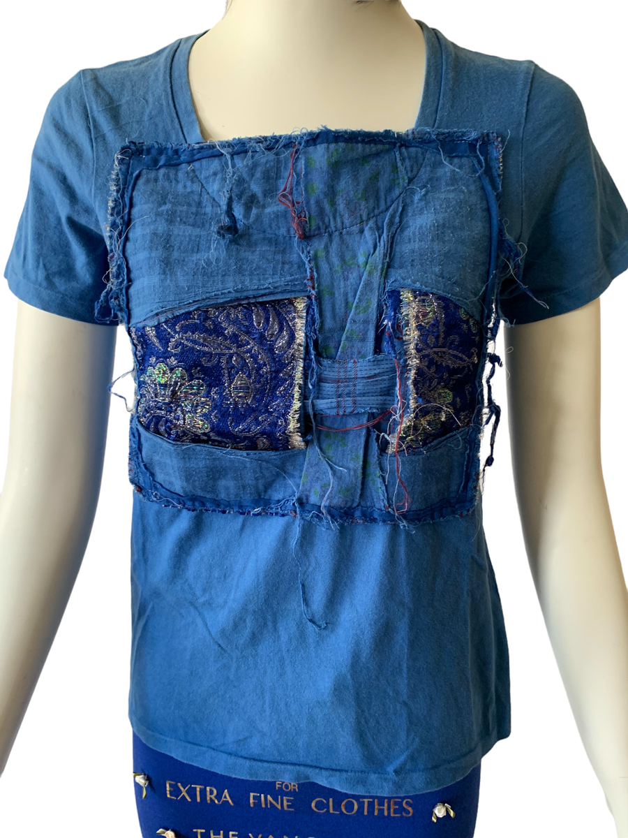 Nozomi Ishiguro Blue Patchwork Top product image